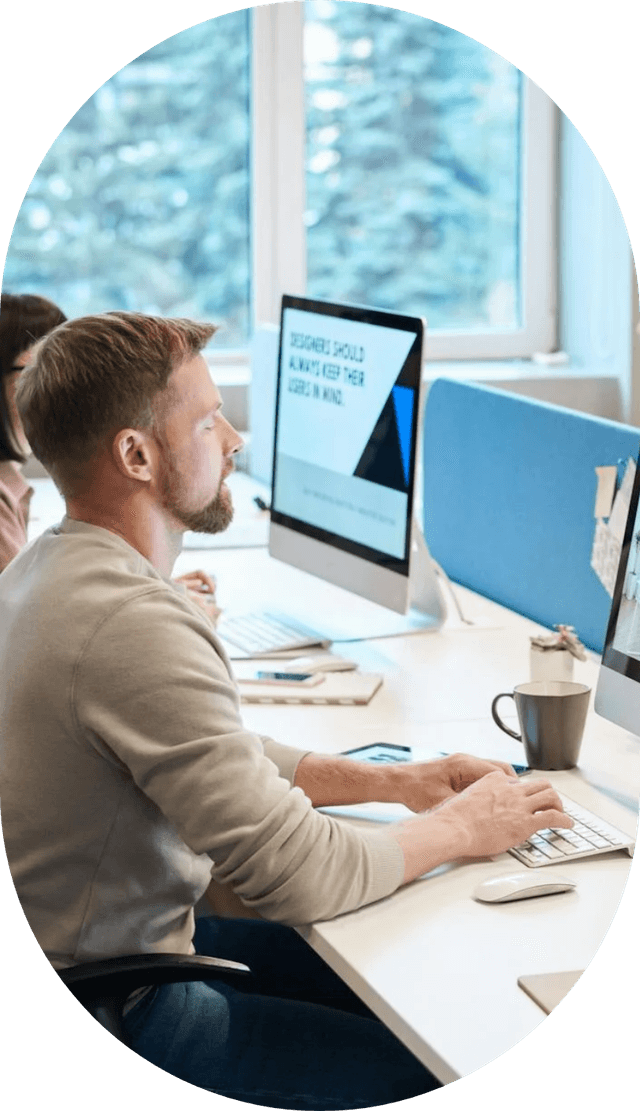 Man working on computer absolute